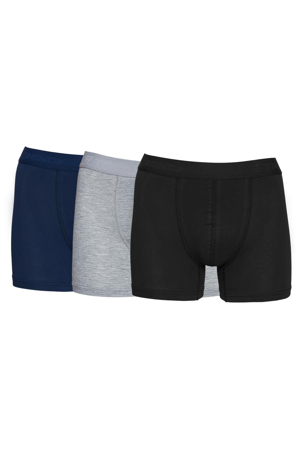Erkek 3li Pamuklu Likralı Esnek Kumaş Boxer Set 7811-3