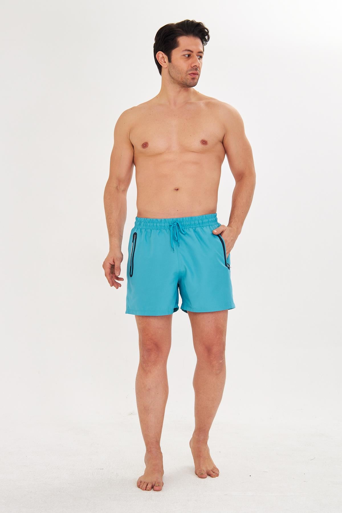 Erkek Deniz Şort Mayo Turkuaz 2607-T