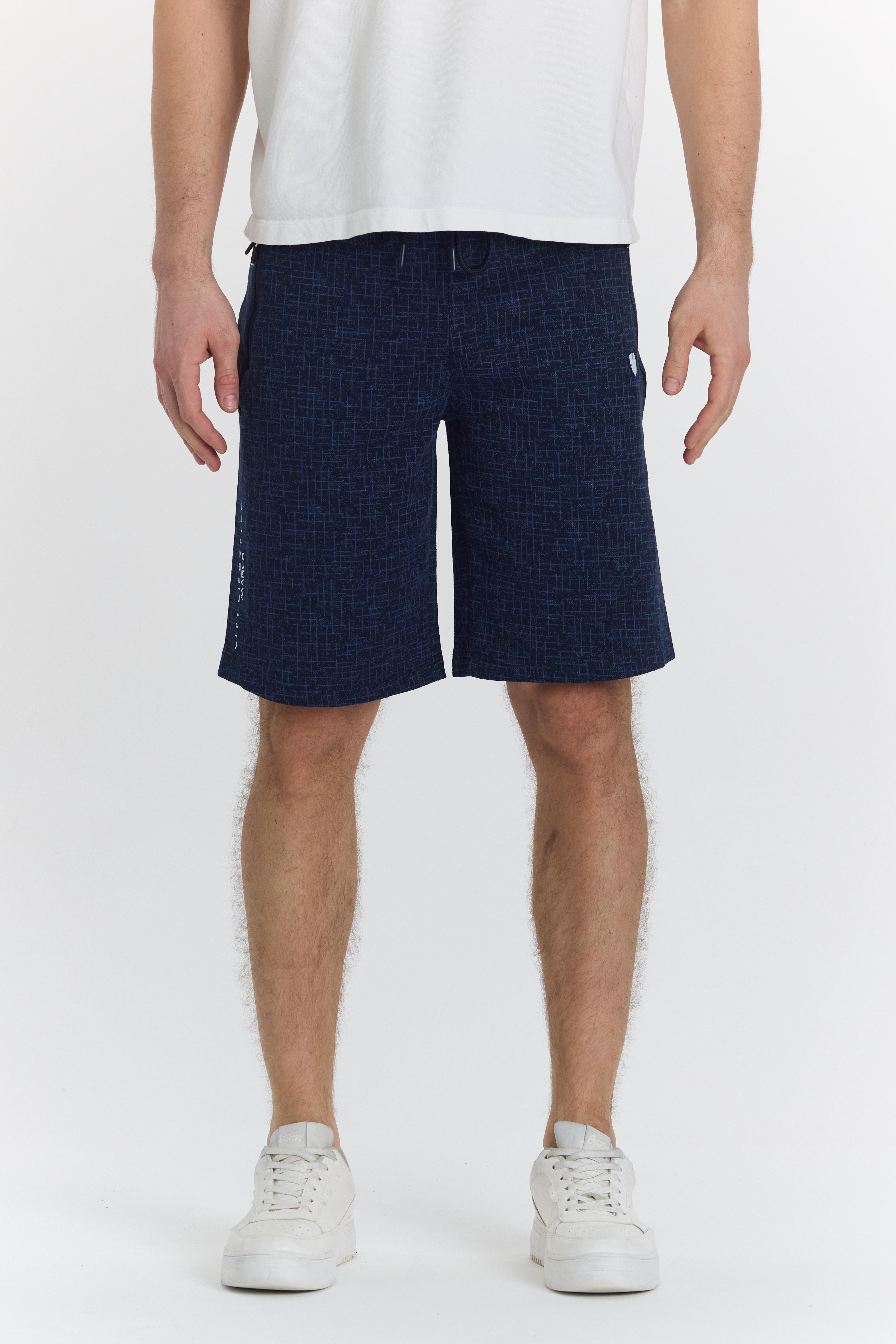 Erkek Polycotton Baskılı Şort Lacivert 6047-L