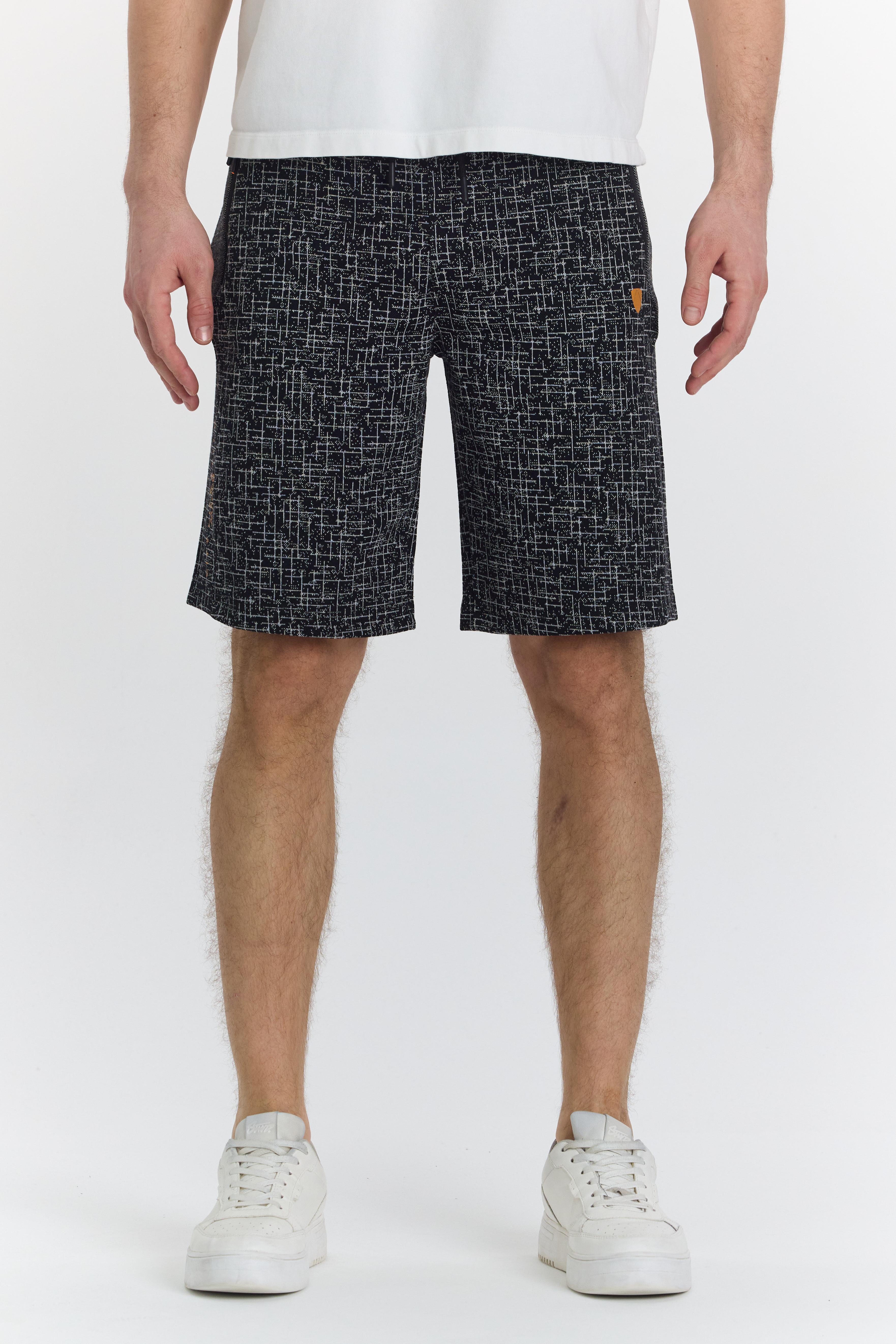Erkek Polycotton Baskılı Şort Siyah 6047-S