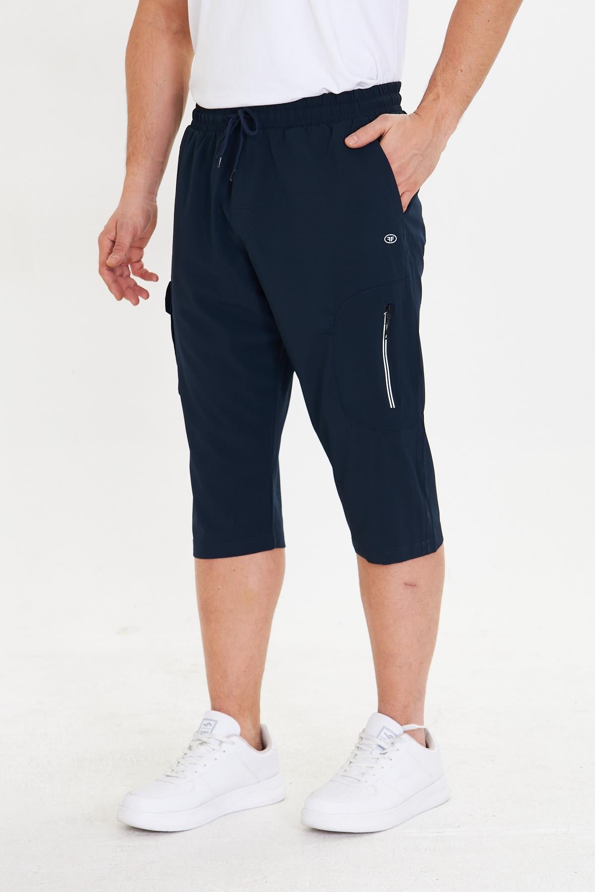 Erkek StretchFit Kargo Cepli Esnek Kapri Lacivert 6035-L