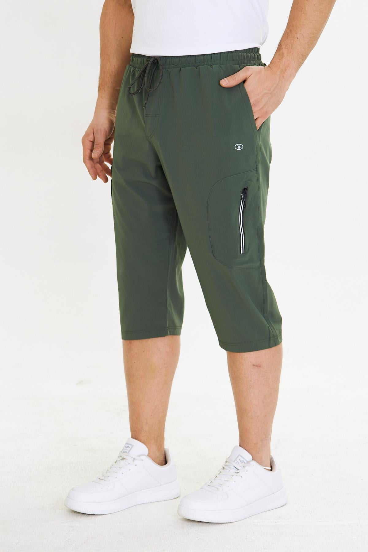 Erkek StretchFit Kargo Cepli Esnek Kapri Haki 6035-H