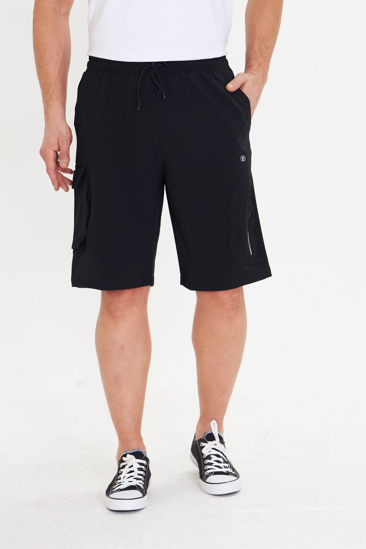 Erkek StretchFit Kargo Cepli Esnek Şort Siyah 6040-S