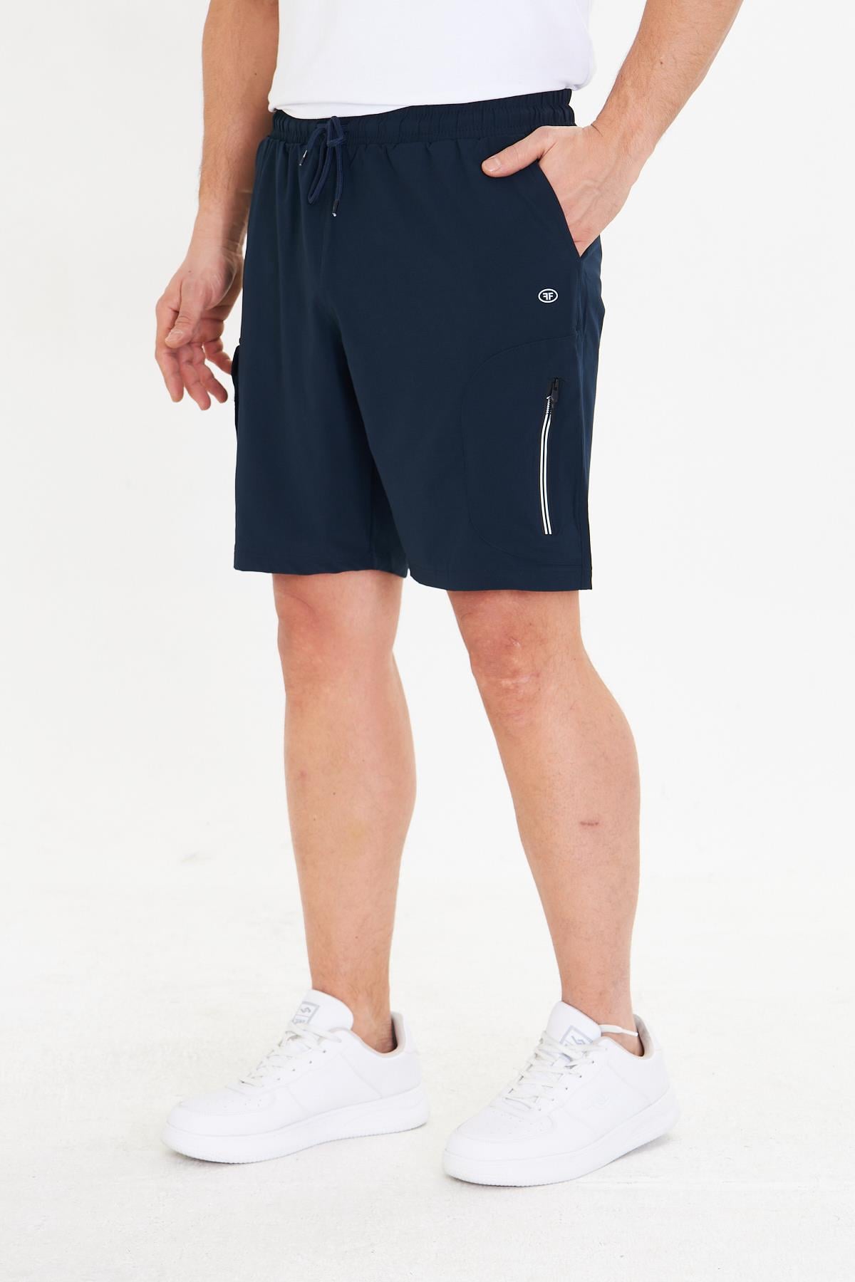 Erkek StretchFit Kargo Cepli Esnek Şort Lacivert 6040-L