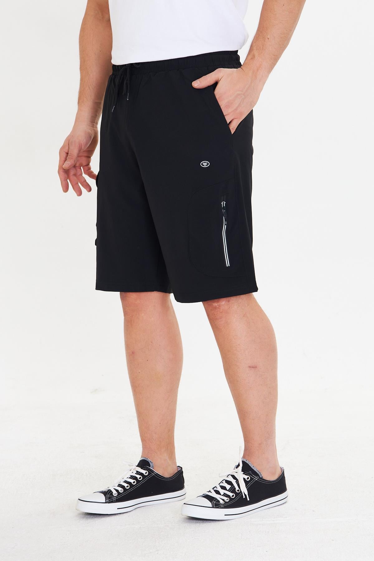 Erkek StretchFit Kargo Cepli Esnek Şort Siyah 6040-S