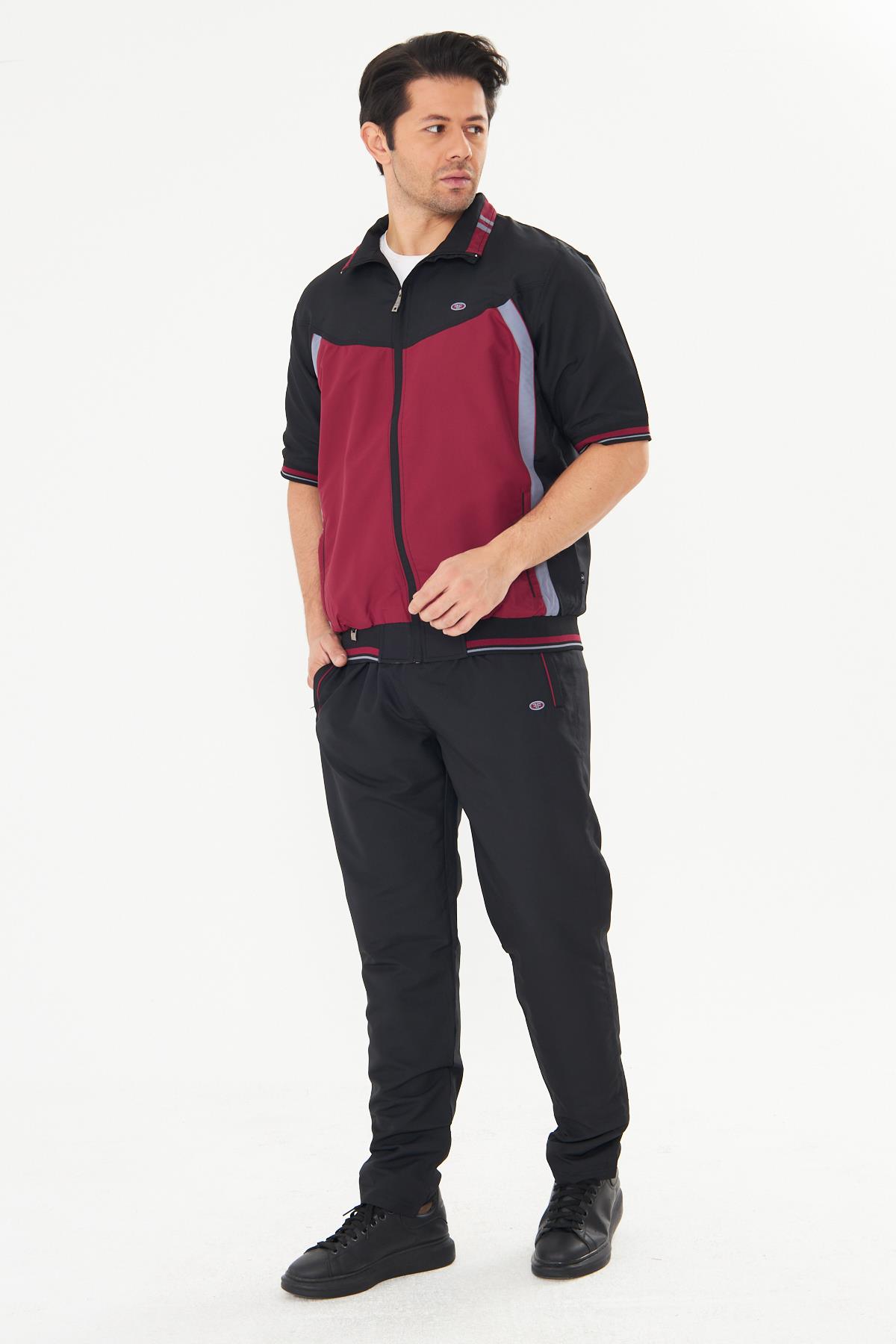 Erkek Micropoly Kumaş Kısa Kollu Eşofman Takımı Bordo 919-B