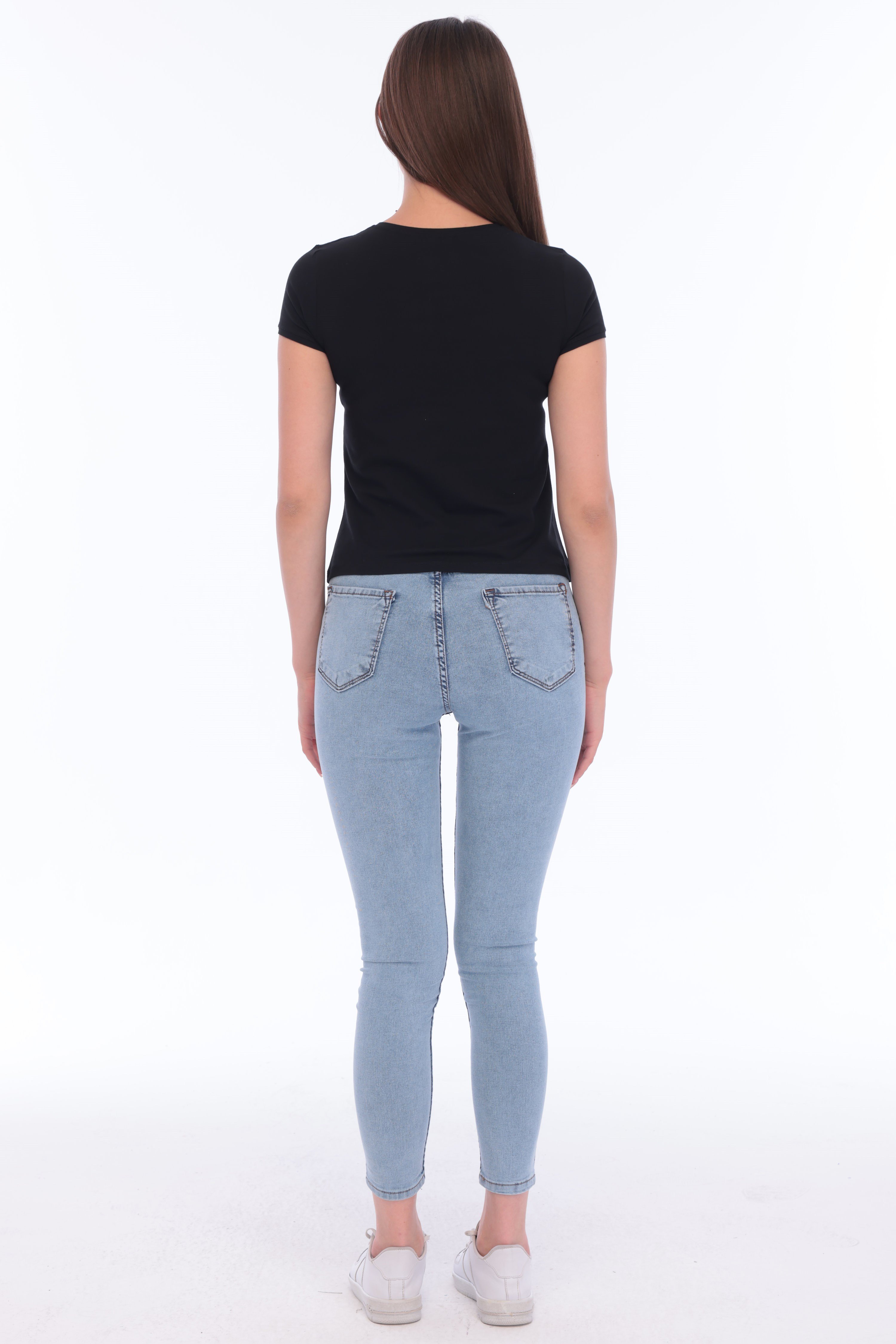Fantasy Pamuklu Kadın Basic T-Shirt Siyah-5013-S