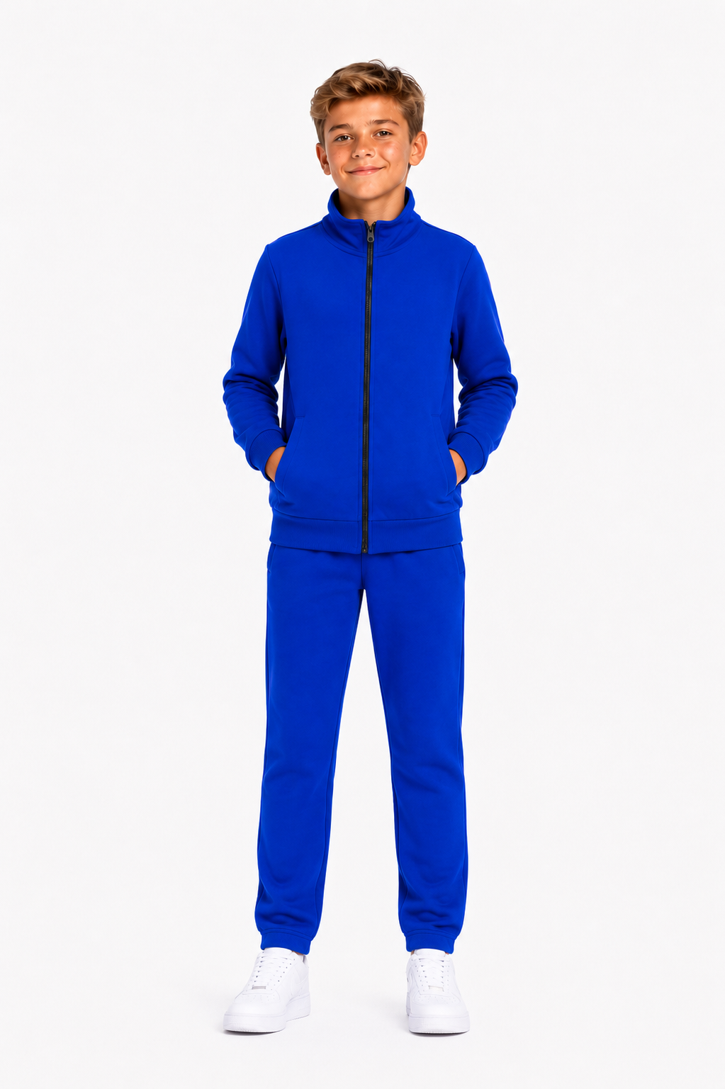 Unisex Çocuk Şardonlu Dik Yaka Eşofman Takımı Saks-311