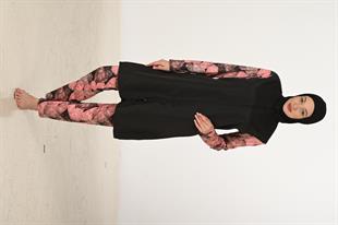 Tam Kapalı Desenli Paraşüt Kumaş Tesettür Mayo 3422