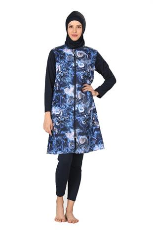 Tam Kapalı Paraşüt Kumaş Tesettür Mayo 3064-B