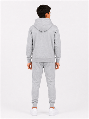 Unisex Çocuk Pamuklu Kapüşonlu Eşofman Takımı 26109 -Gri Melanj