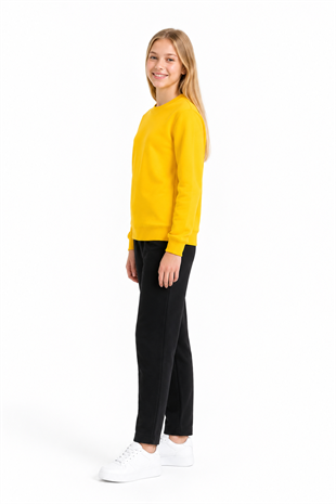 Unisex Çocuk Şardonlu Bisiklet Yaka Eşofman Takımı Sarı-301