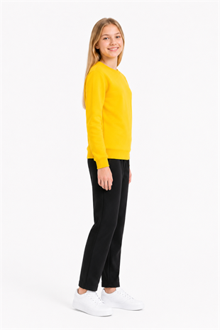 Unisex Çocuk Şardonlu Bisiklet Yaka Eşofman Takımı Sarı-301