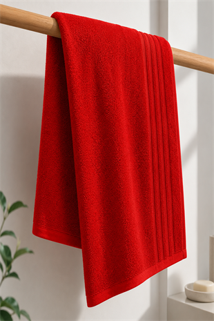 Yetişkin Unisex 70x140cm Plaj Havlusu - Banyo Havlusu - Deniz Havlusu-Kırmızı