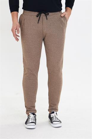 Erkek Polycotton Esnek Jogger Pantalon Kahve 5801-K