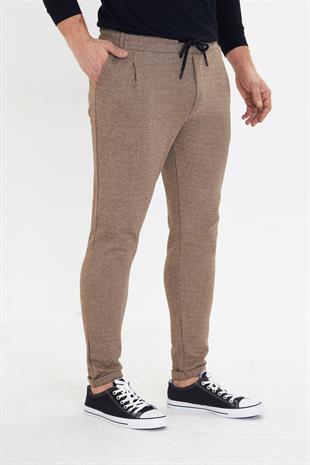 Erkek Polycotton Esnek Jogger Pantalon Kahve 5801-K