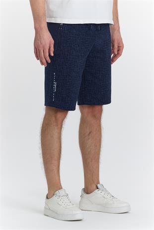 Erkek Polycotton Baskılı Şort Lacivert 6047-L