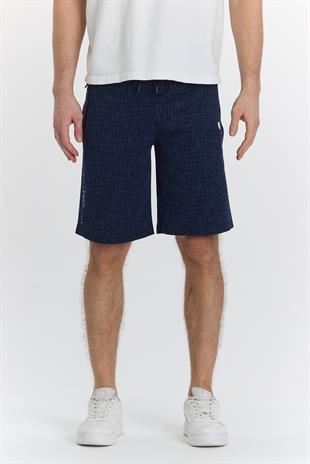 Erkek Polycotton Baskılı Şort Lacivert 6047-L