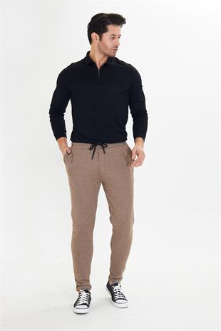 Erkek Polycotton Esnek Jogger Pantalon Kahve 5801-K