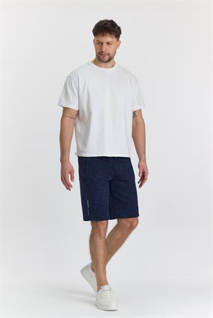 Erkek Polycotton Baskılı Şort Lacivert 6047-L
