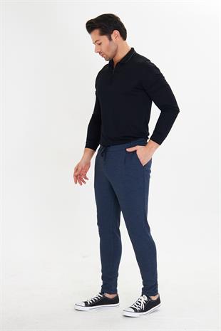 Erkek Polycotton Esnek Jogger Pantalon Lacivert 5801-L