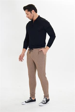 Erkek Polycotton Esnek Jogger Pantalon Kahve 5801-K
