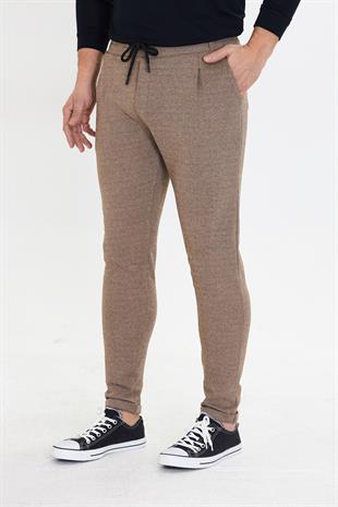 Erkek Polycotton Esnek Jogger Pantalon Kahve 5801-K