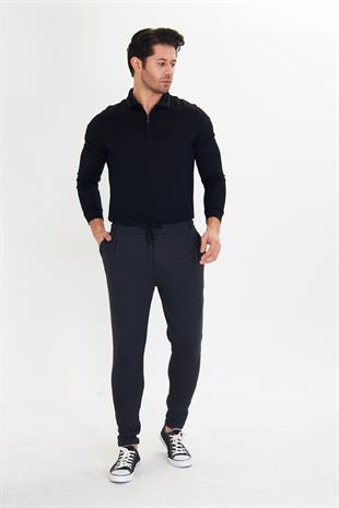 Erkek Polycotton Esnek Jogger Pantalon Siyah 5801-S