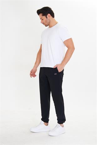 Erkek StretchFit Esnek Lastik Paçalı Eşofman Altı Siyah 2663-S