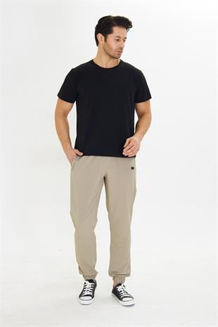 Erkek StretchFit Esnek Lastik Paçalı Eşofman Altı Bej 2663-B