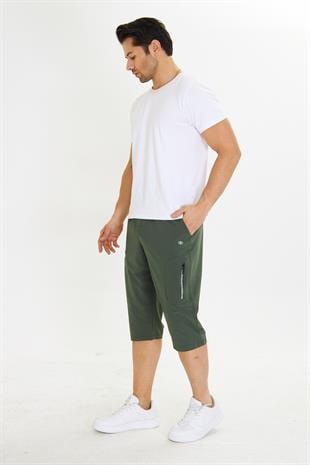 Erkek StretchFit Kargo Cepli Esnek Kapri Haki 6035-H