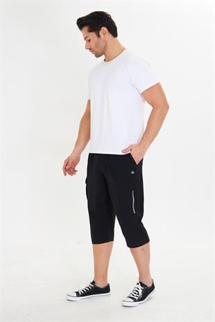 Erkek StretchFit Kargo Cepli Esnek Kapri Siyah 6035-S