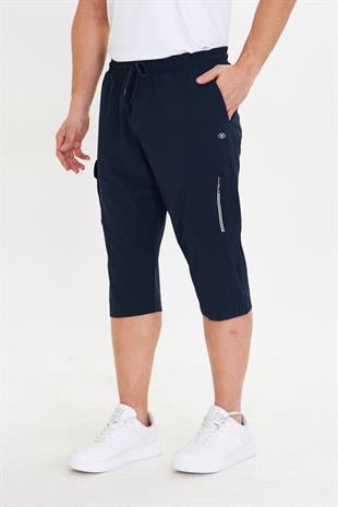 Erkek StretchFit Kargo Cepli Esnek Kapri Lacivert 6035-L