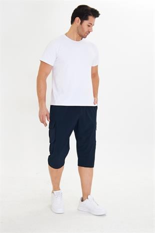 Erkek StretchFit Kargo Cepli Esnek Kapri Lacivert 6035-L