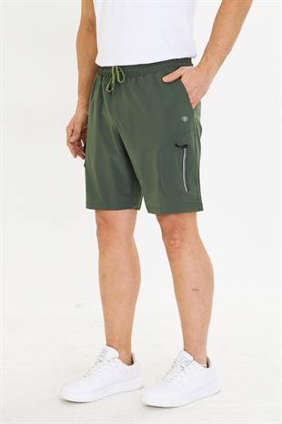 Erkek StretchFit Kargo Cepli Esnek Şort Haki 6040-H