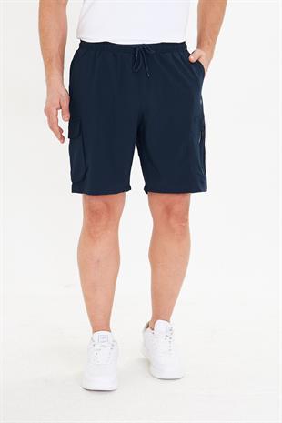 Erkek StretchFit Kargo Cepli Esnek Şort Lacivert 6040-L