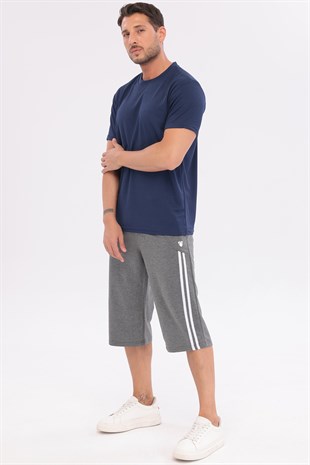 Erkek Sporcu Bisiklet Yaka T-Shirt Lacivert-5017