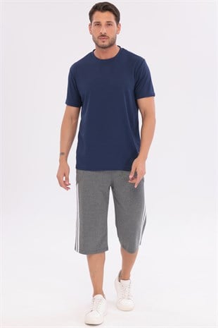 Erkek Sporcu Bisiklet Yaka T-Shirt Lacivert-5017