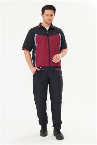 Erkek Micropoly Kumaş Kısa Kollu Eşofman Takımı Bordo 919-B