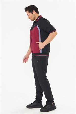 Erkek Micropoly Kumaş Kısa Kollu Eşofman Takımı Bordo 919-B