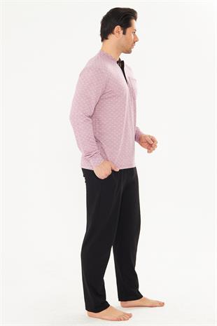 Erkek Pamuklu Desenli Cepli Düğmeli Pijama Takımı 5289