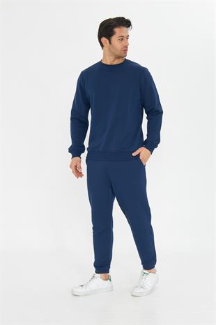 Şardonsuz 3 iplik Pamuklu Basic Bisiklet Yaka Unisex Eşofman Takımı 5738