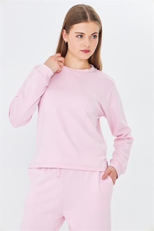 Kadın Modal Kumaş Rahat Kalıp Eşofman Takımı Pembe 8509-P