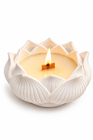Dekoratif Lotus Desenli Hediyelik Mum-M04