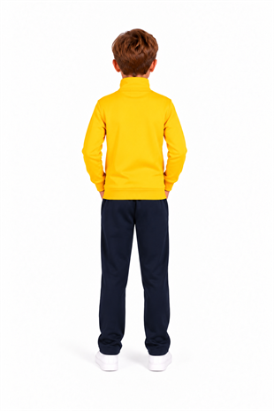 Unisex Çocuk Şardonlu Dik Yaka Eşofman Takımı Sarı-311