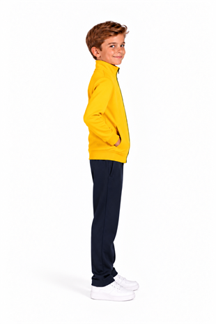 Unisex Çocuk Şardonlu Dik Yaka Eşofman Takımı Sarı-311