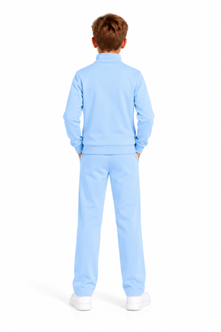 Unisex Çocuk Şardonlu Dik Yaka Eşofman Takımı B. Mavi-311