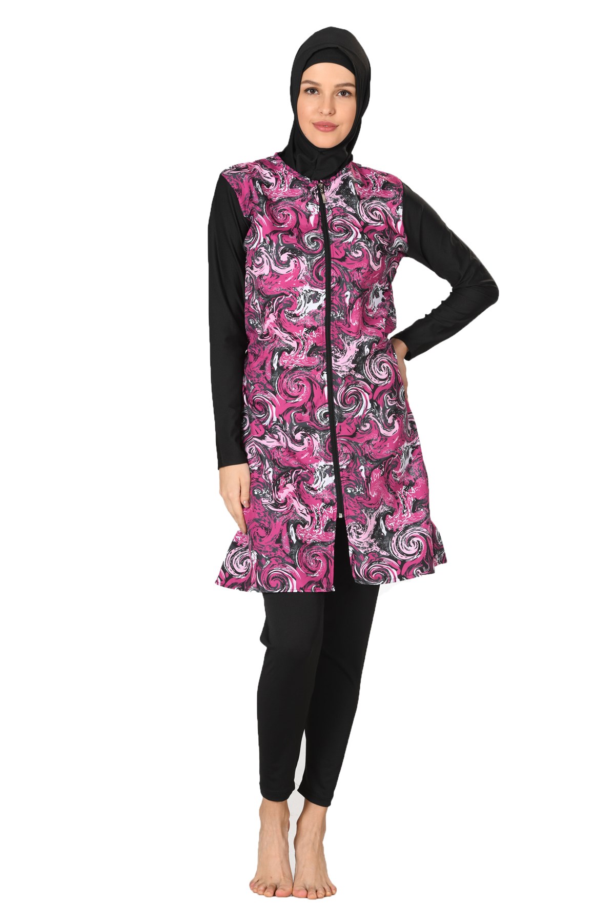 Tam Kapalı Paraşüt Kumaş Tesettür Mayo 3064