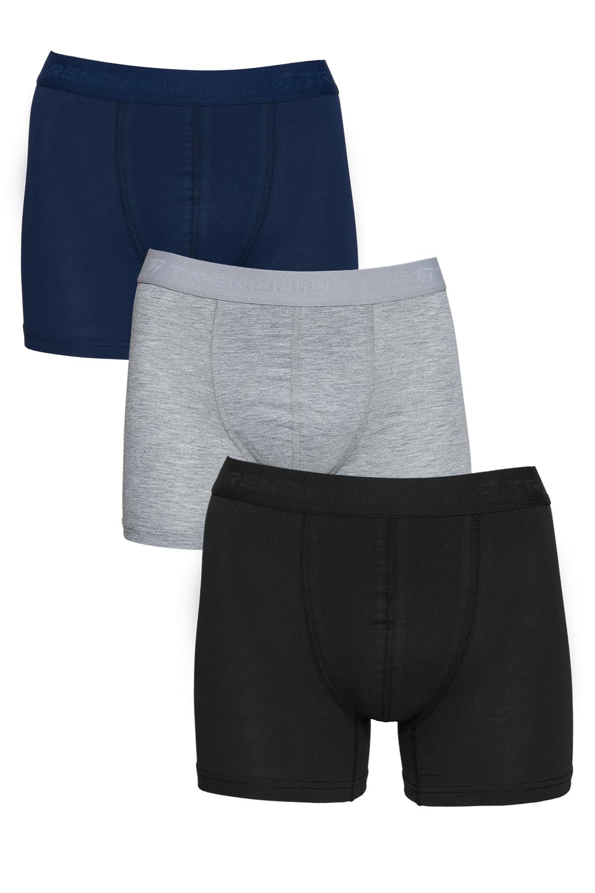 Erkek 3'li Pamuklu Likralı Esnek Kumaş Boxer Set 7811-3