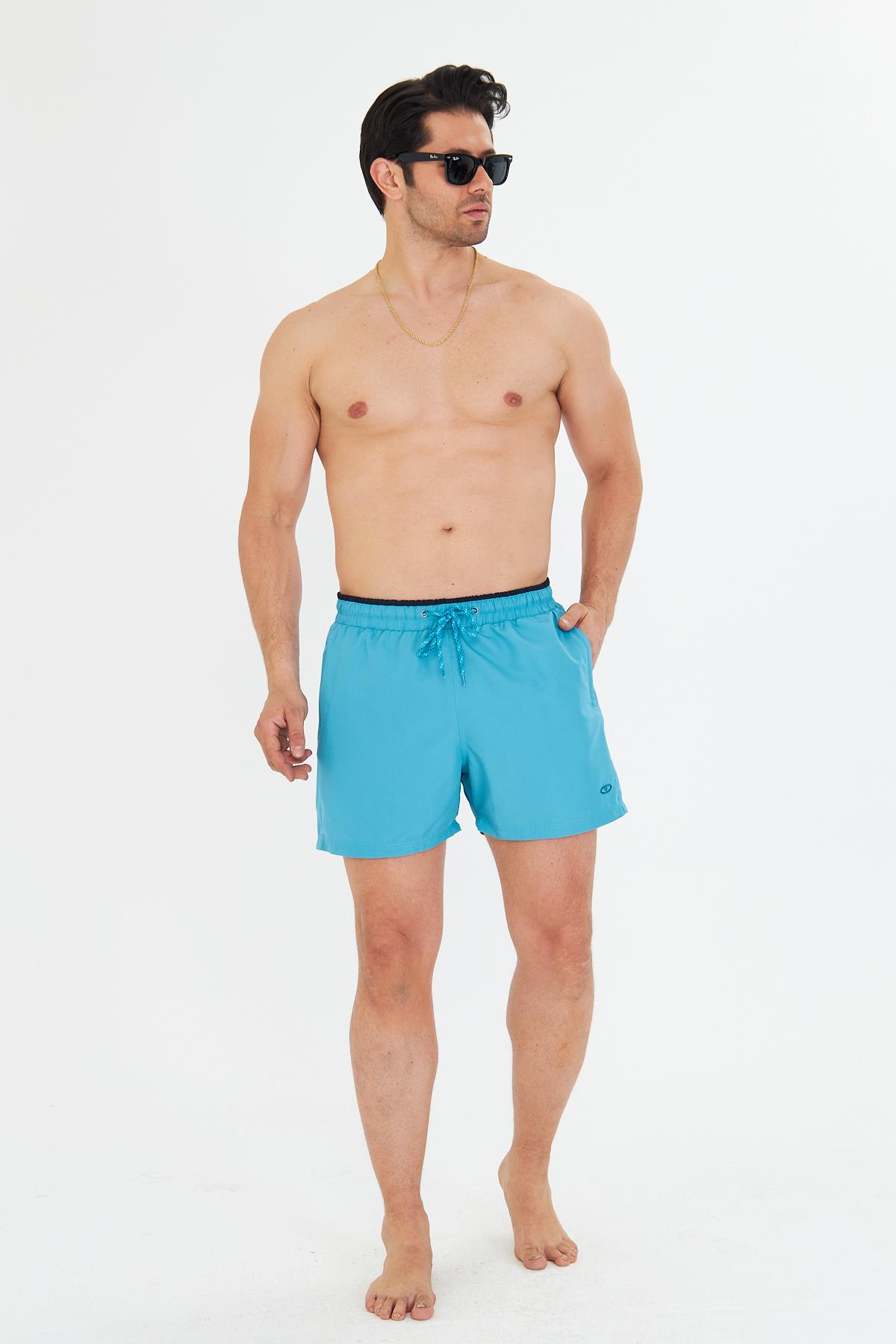 Erkek Deniz Şort Mayo Turkuaz 3270-T